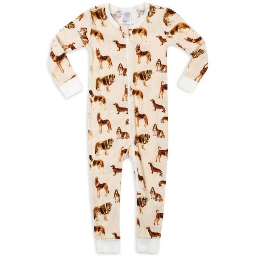 Milkbarn | Organic Zipper Pajama Natural Dog